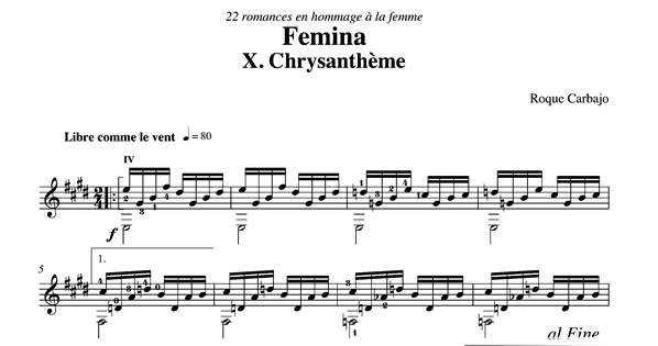 Chrysantheme solo guitar score
