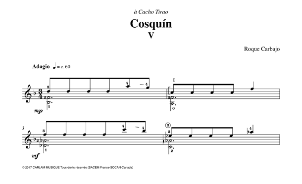 Cosquin solo guitar score