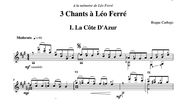 La Côte D'Azur solo guitar score