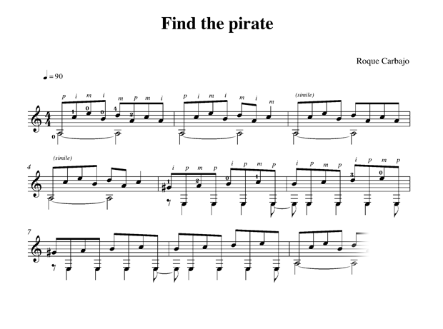 Find the pirate solo guitar score