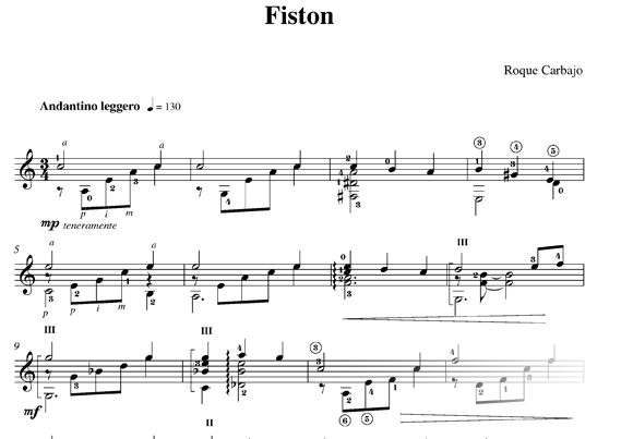 Fiston solo guitar score