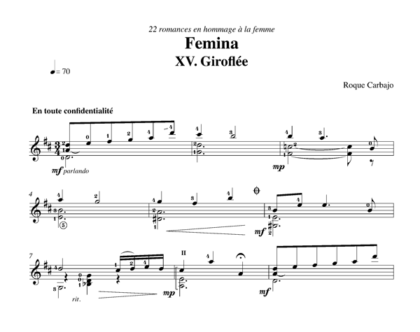 Giroflée solo guitar score