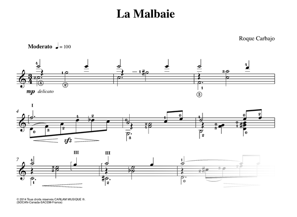 La Malbaie Suite Québec solo guitar score
