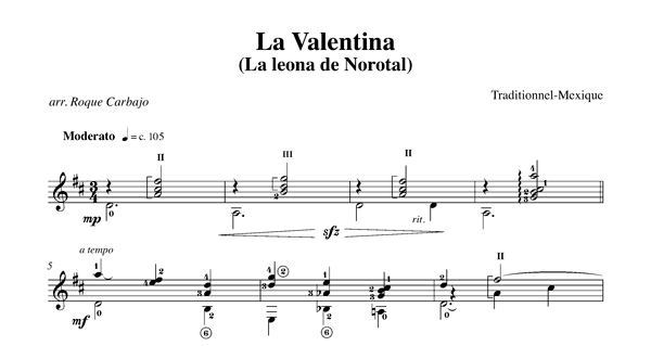 La Valentina adaptación guitarra sola partitura