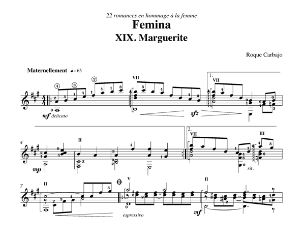 Marguerite solo guitar score