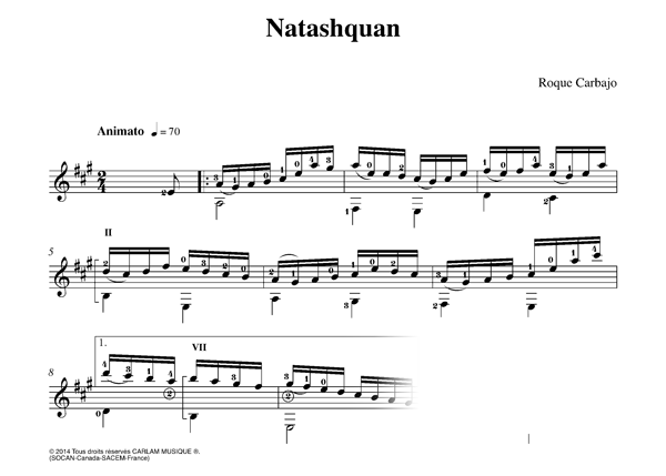 Natashquan solo guitar score