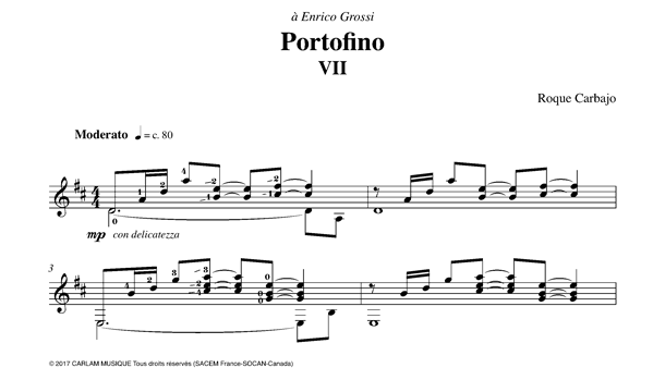 Portofino huellas solo guitar score