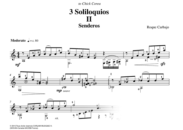 Senderos 3 soliloquios solo guitar score