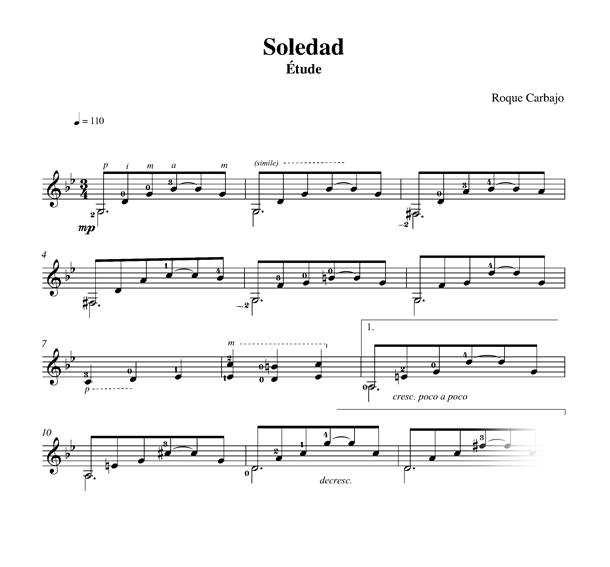 Soledad solo guitar score