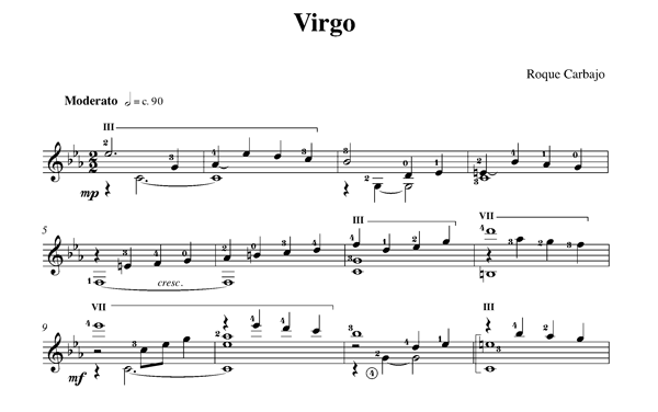 Virgo solo guitar score