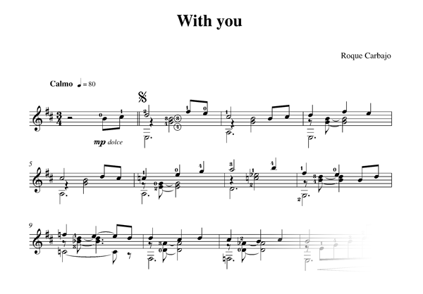 With you solo guitar score