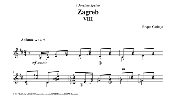 Zagreb solo guitar score