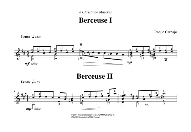 2 berceuses solo guitar score