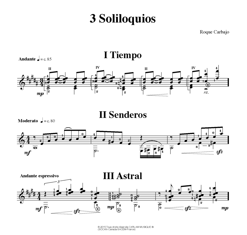 3 soliloquios solo guitar score