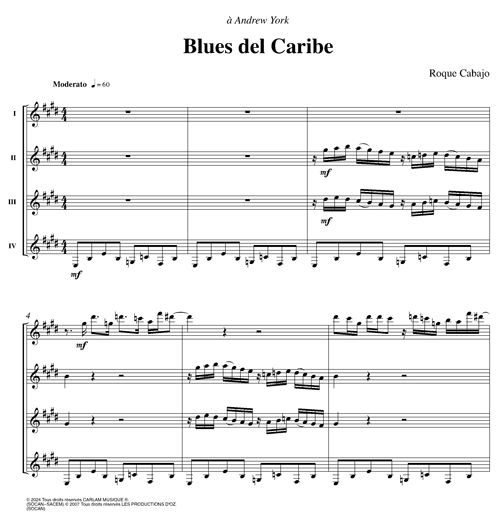 Blues del Caribe score